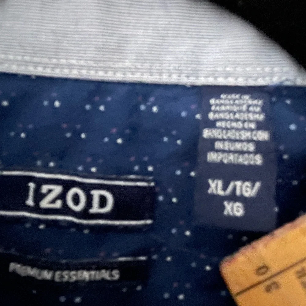 IZOD Premium Essentials Mens XL Dress Button Collar Blue with pastel dots shirt‎ - Picture 4 of 7